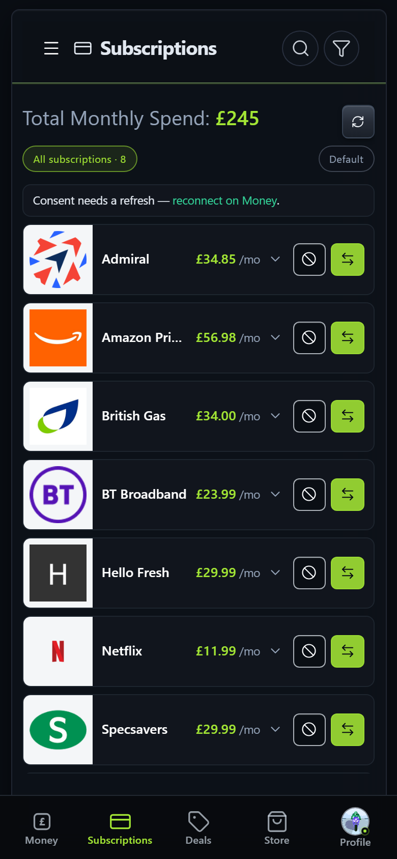 Blast Subscriptions on a phone.